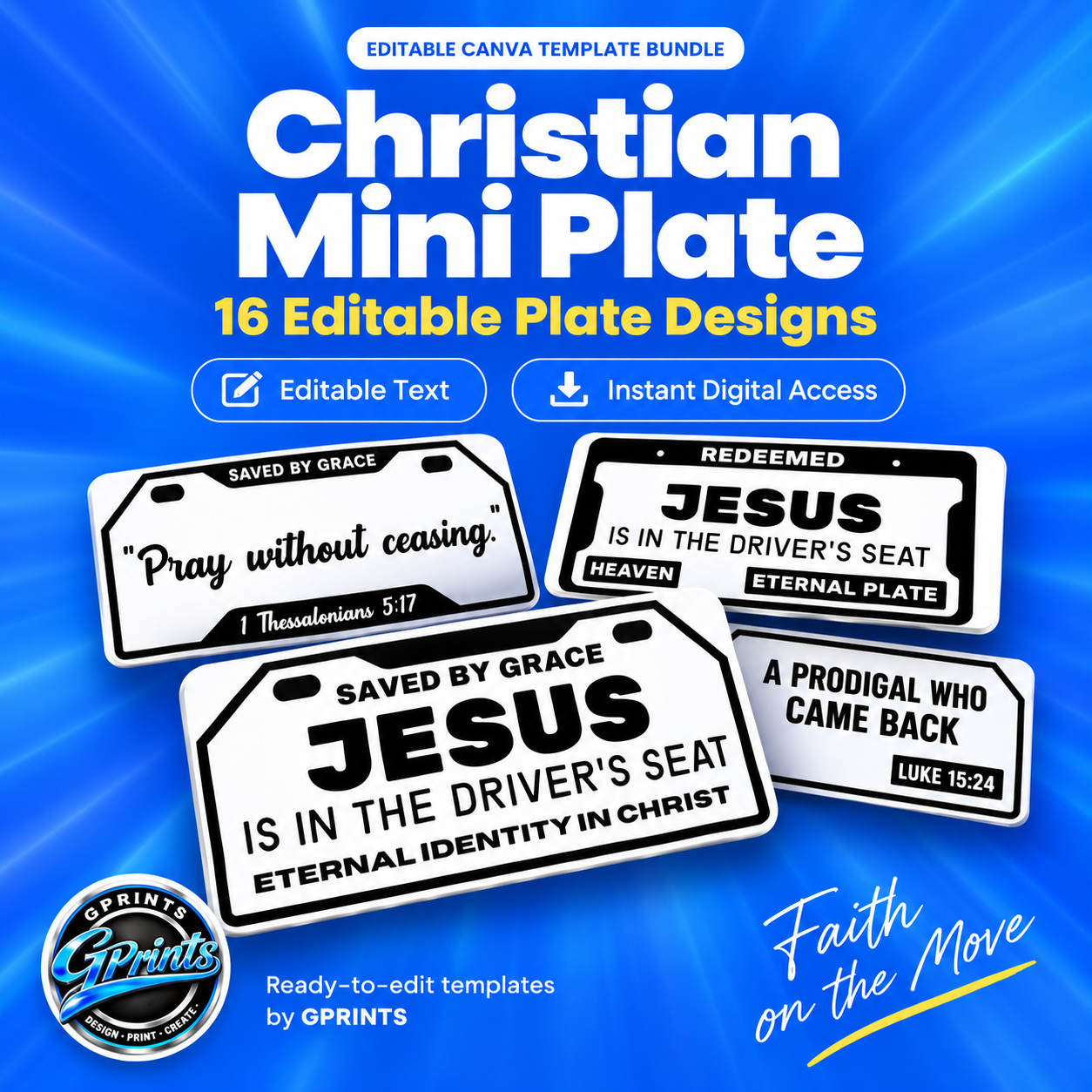 GPRINTS Christian Mini Plate bundle cover - 16 editable plate designs