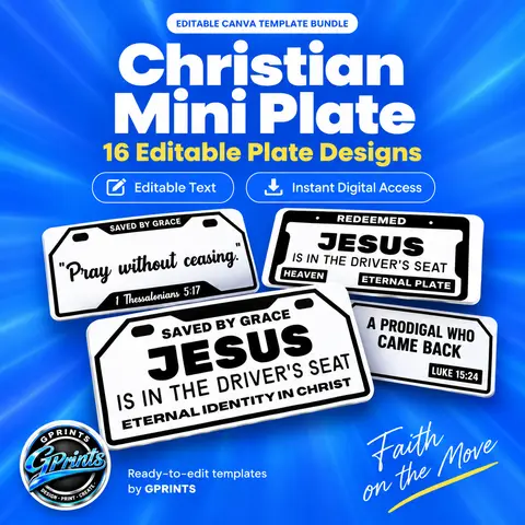 GPRINTS Christian Mini Plate bundle cover - 16 editable plate designs