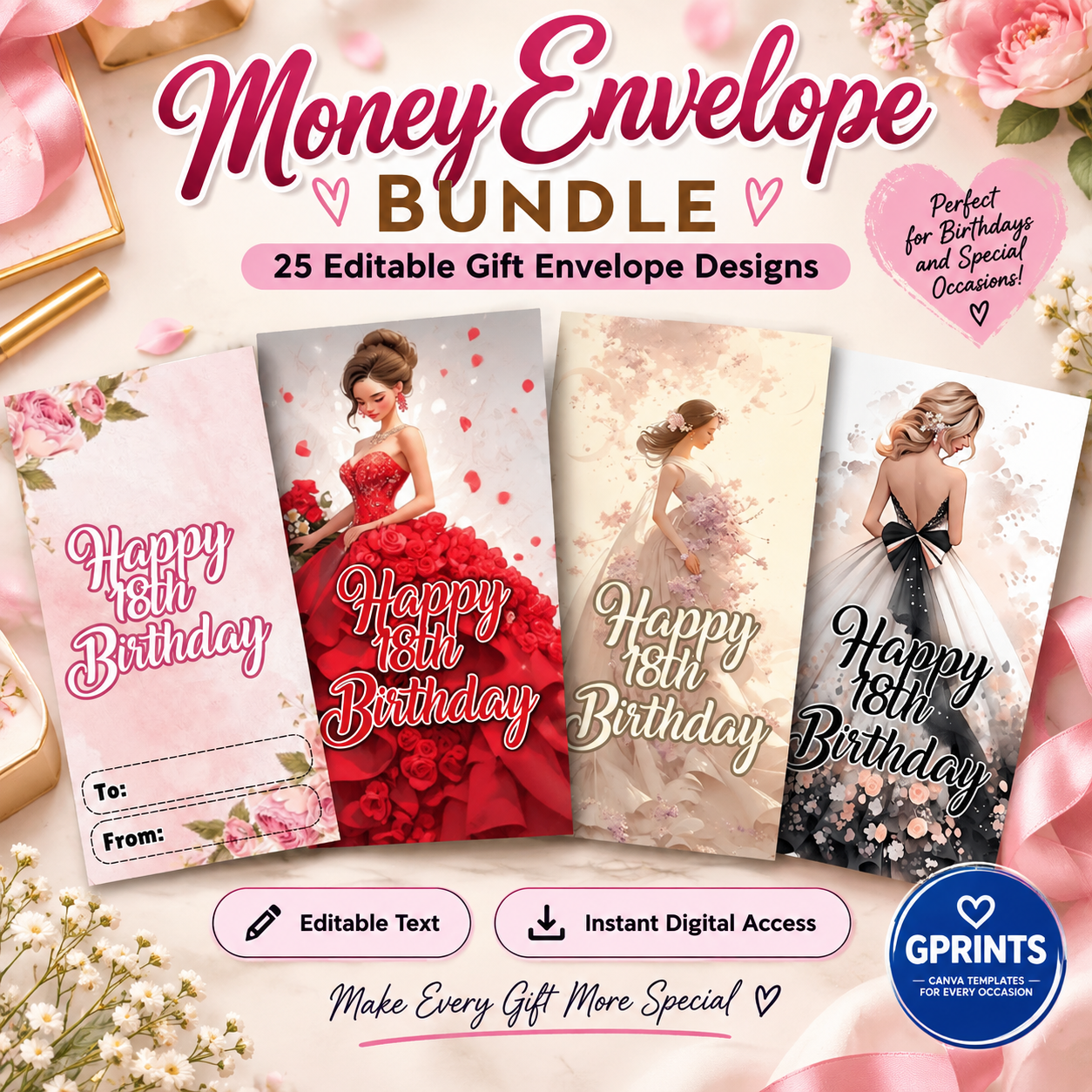 GPRINTS Money Envelope Editable Canva Template Bundle